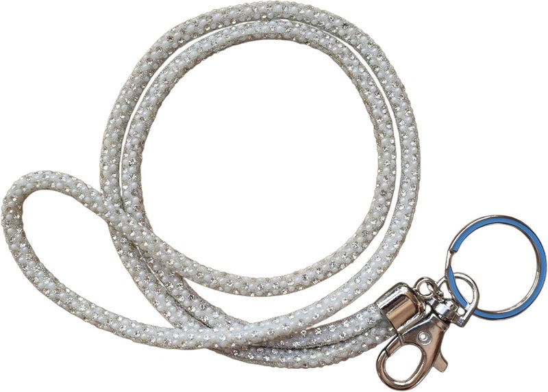 Global_Shopper Fashion 34.8'' Sparkle All Round Crystal Neck Lanyard,Bling Work Name Card Holder For Women(AB White,1PC) - Image 5